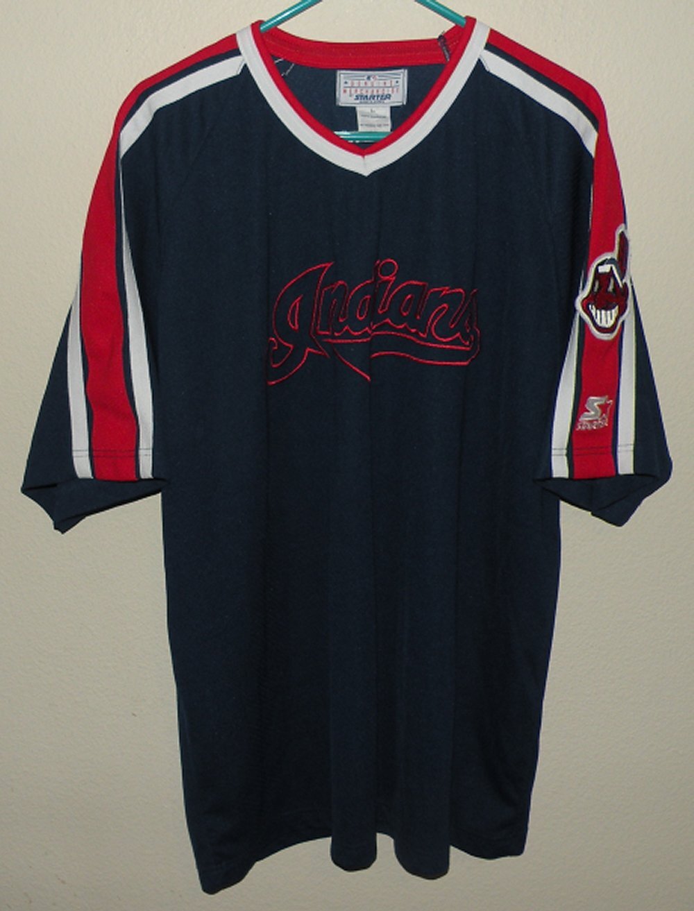 Vtg Y2K MLB Starter Men’s L Jersey Cleveland Indians (not Guardians) Chief Wahoo